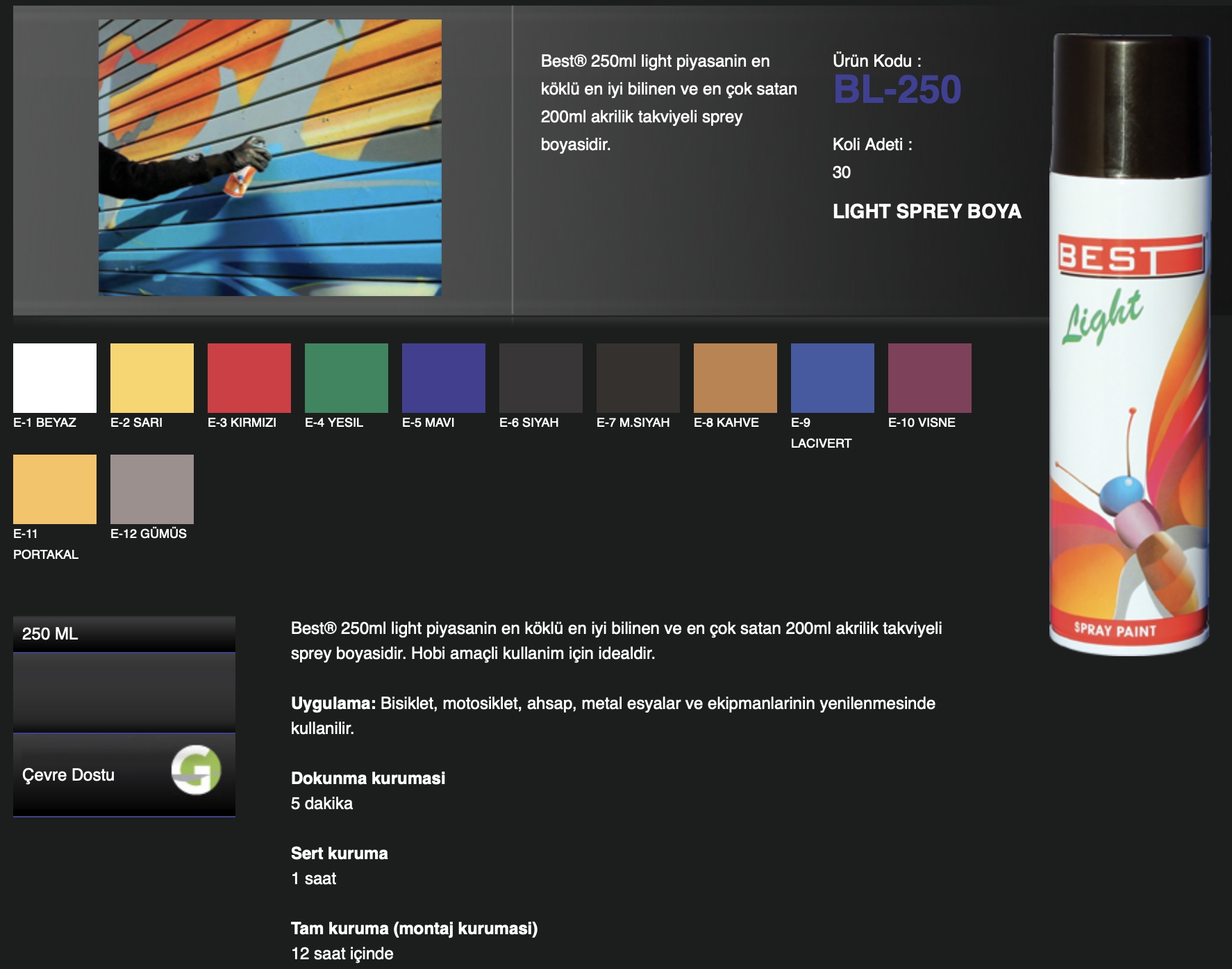 LIGHT SPRAY BOYA SİYAH 250ml