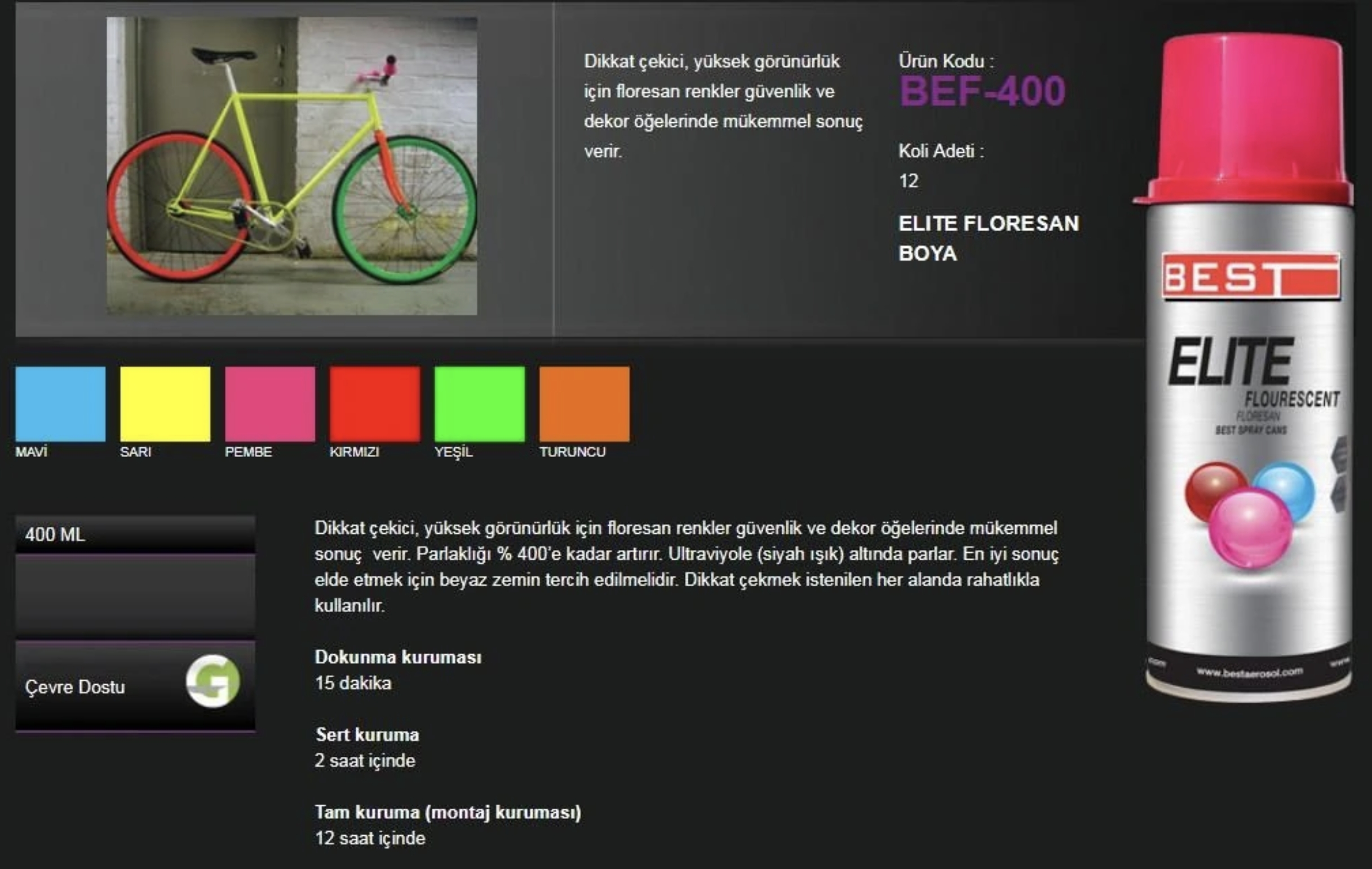 SPRAY BOYA ELITE FLORASAN SARI 400ml