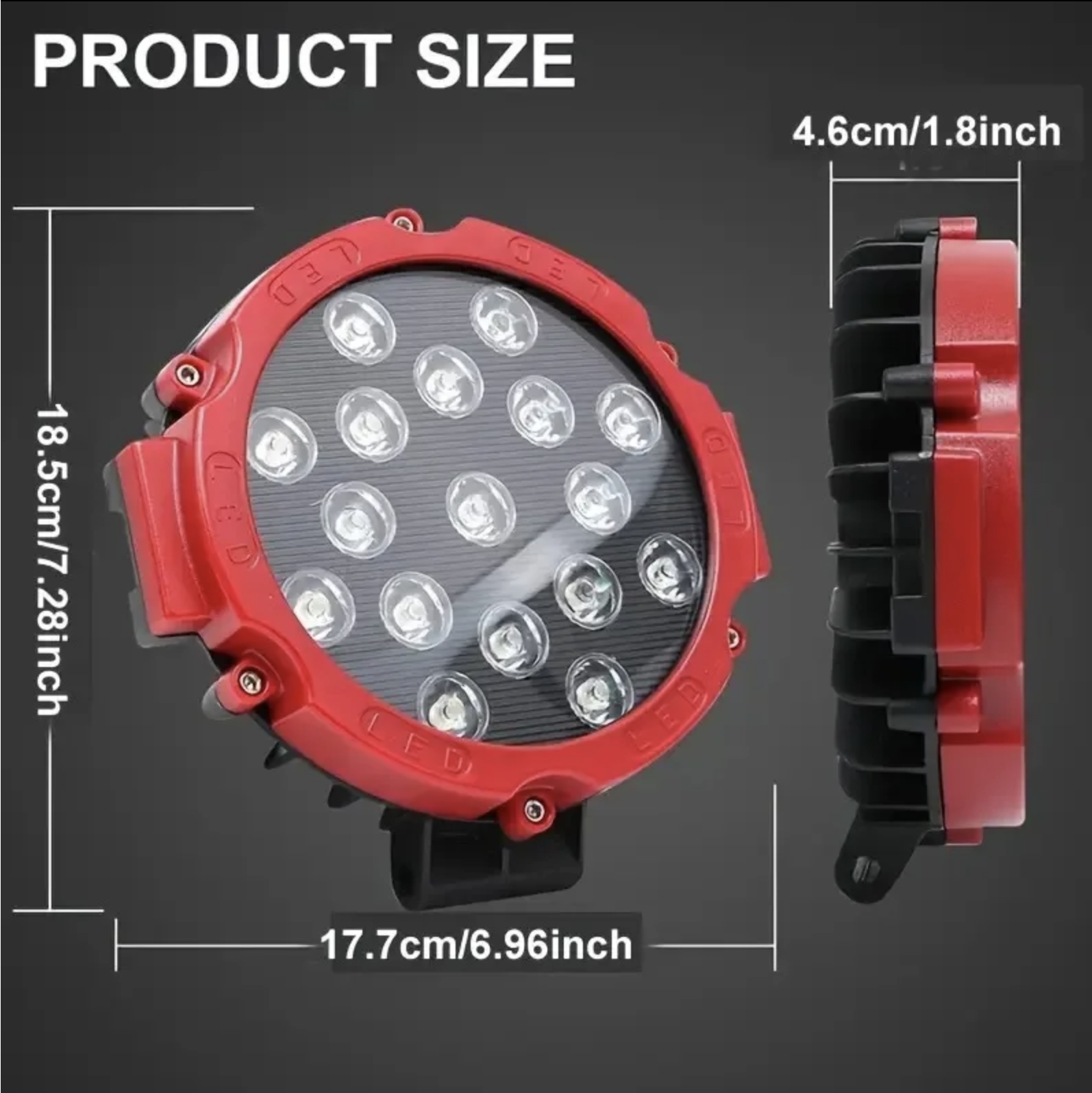 51 WATT OFF-ROAD PROJEKTÖR 10-60V 7’’ 17 LED KIRMIZI