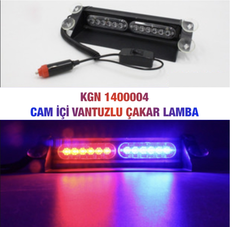 ÇAKAR LAMBA 12V CAM İÇİ VANTUZLU KIRMIZI MAVİ
