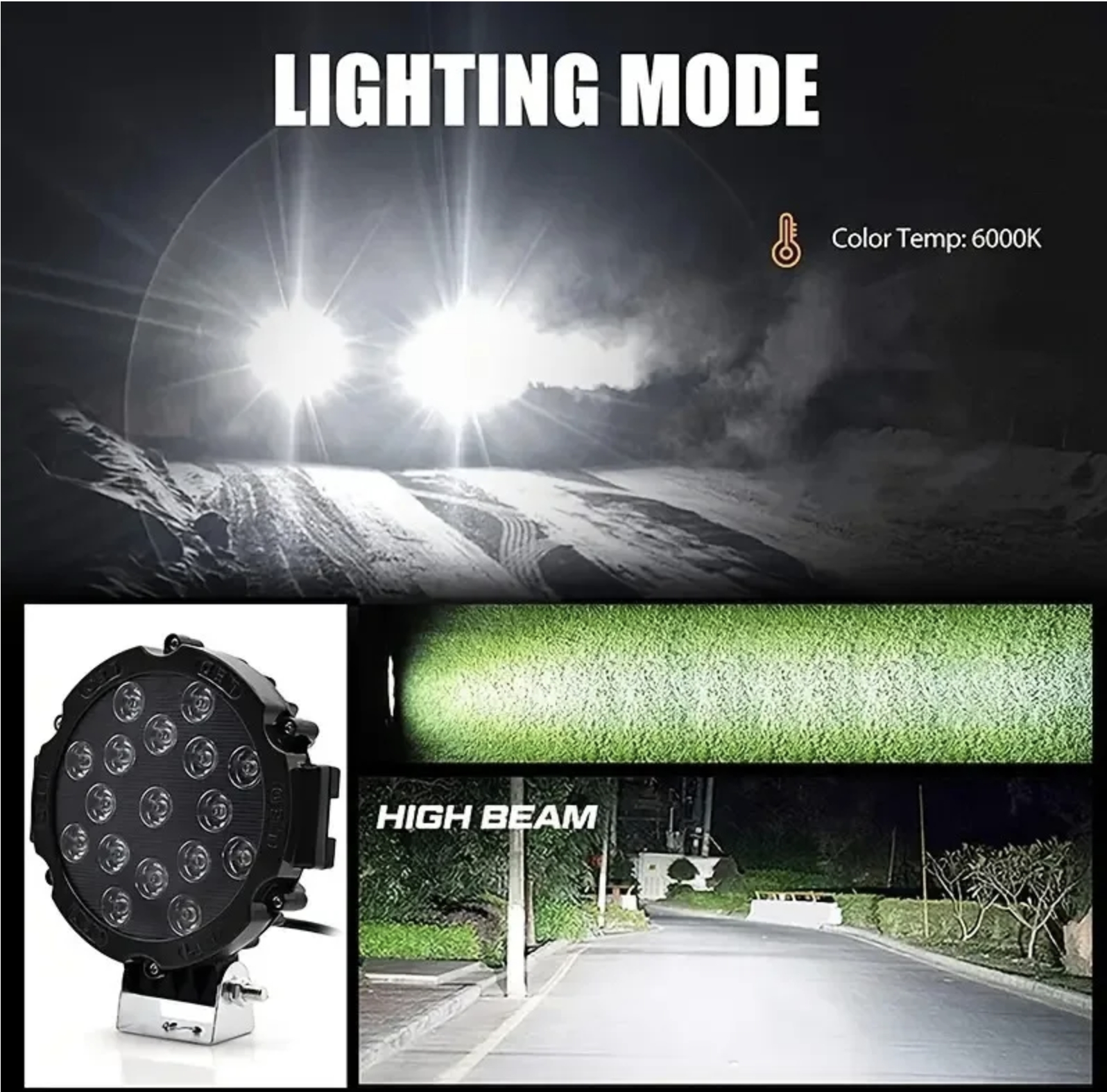 51 WATT OFF-ROAD PROJEKTÖR 10-60V 7’’ 17 LED SİYAH