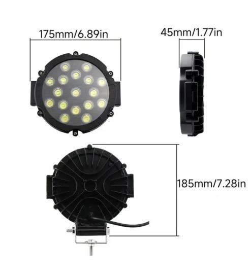 2 ADET 51 WATT OFF-ROAD PROJEKTÖR 10-60V 7’’ 17 LED SİYAH