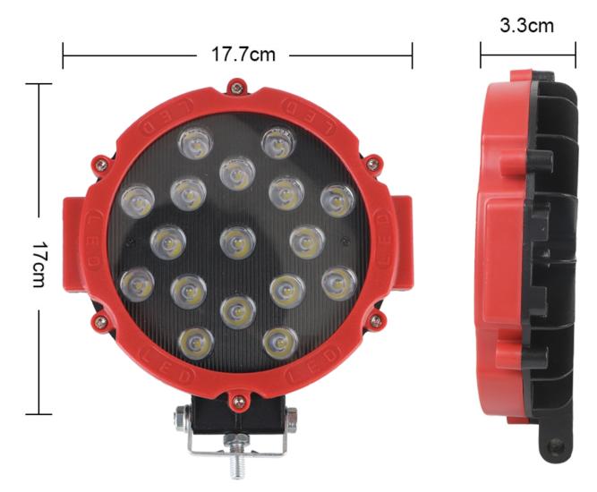 51 WATT OFF-ROAD PROJEKTÖR 10-60V 7’’ 17 LED KIRMIZI