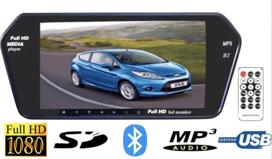 EKRAN İÇ DİKİZ AYNA 7” ( BLUETOOTH+USB+MP5+SD FULL HD