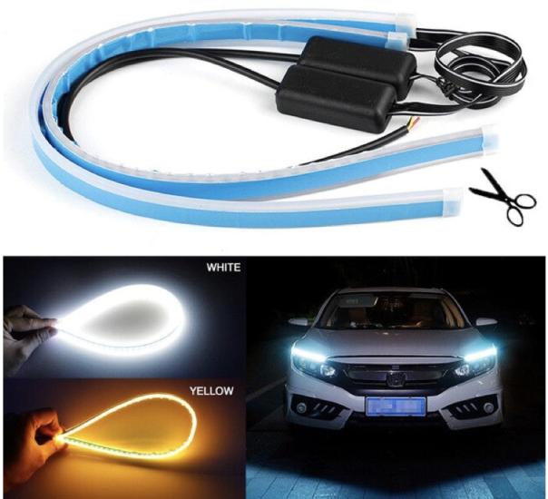 GÜNDÜZ FARI SİLİKON 60CM SARI-BEYAZ KAYAR LED