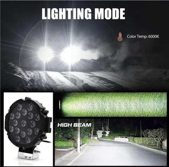 51 WATT OFF-ROAD PROJEKTÖR 10-60V 7’’ 17 LED SİYAH