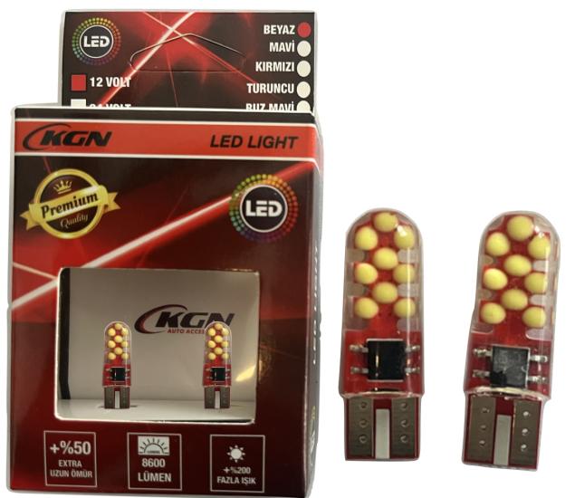 LED AMPUL 12V T10 16SMD SİLİKONLU BEYAZ